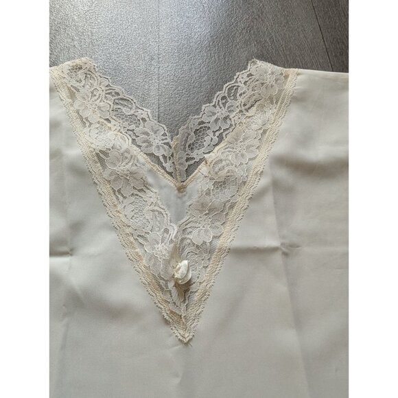 Vintage Ivory Lace Nightshirt Medium 12-14 Polyester With Floral Trim New - Picture 5 of 11